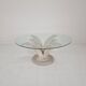 Italian "Flower" Coffee Table in Plaster With Facet Cut Round Plate, 1970s