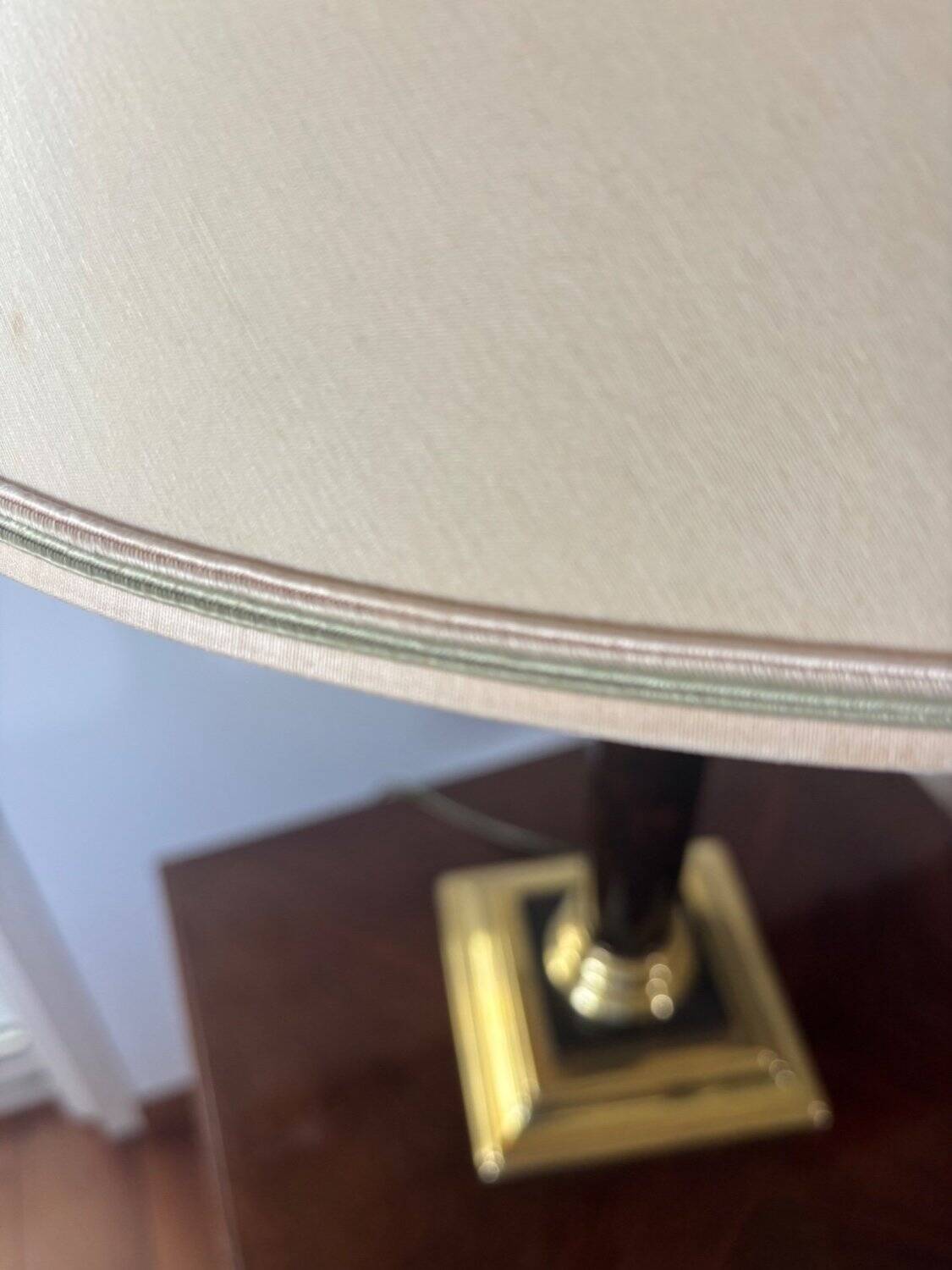 Empire style table lamp, gilded brass and black lacquered.