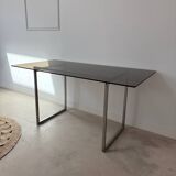 70s metal and smoked glass desk