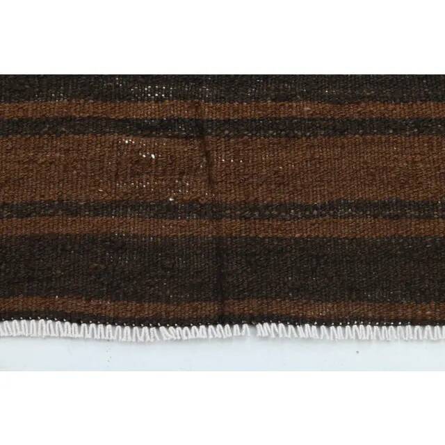 1970s vintage Turkish Oushak handmade wool cotton brown runner rug 170x317