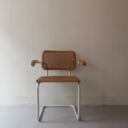 B64 armchair in white metal and canning by Marcel Breuer, Italy