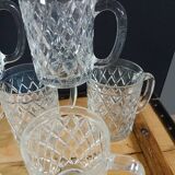 8 verres / chopes anciennes en verre ciselé