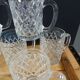 8 antique chiseled glass glasses / mugs