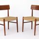 2 chaises de salle à manger des années 1960 - danoises, teck, assises en corde de papier