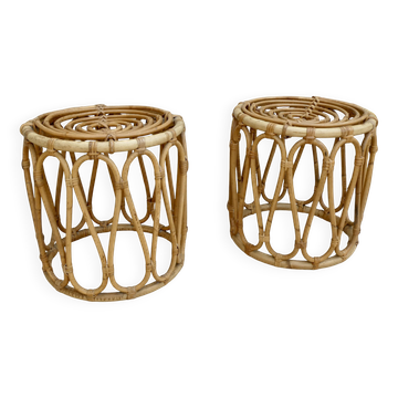 Pair of rattan stools, circa 1960