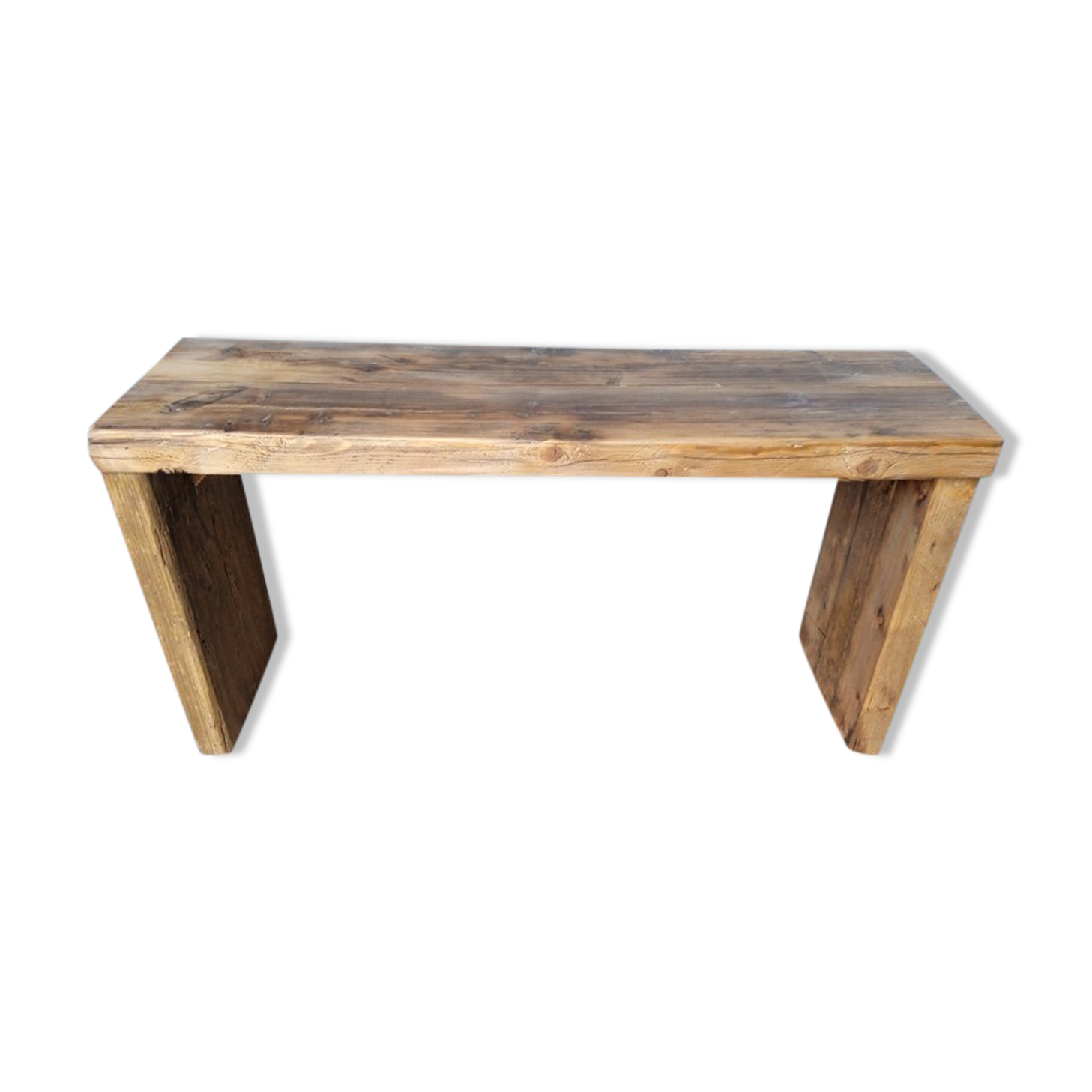 Old patinated solid wood bench 100cm