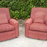 Pairs of art deco club armchairs in red fabrics year 30