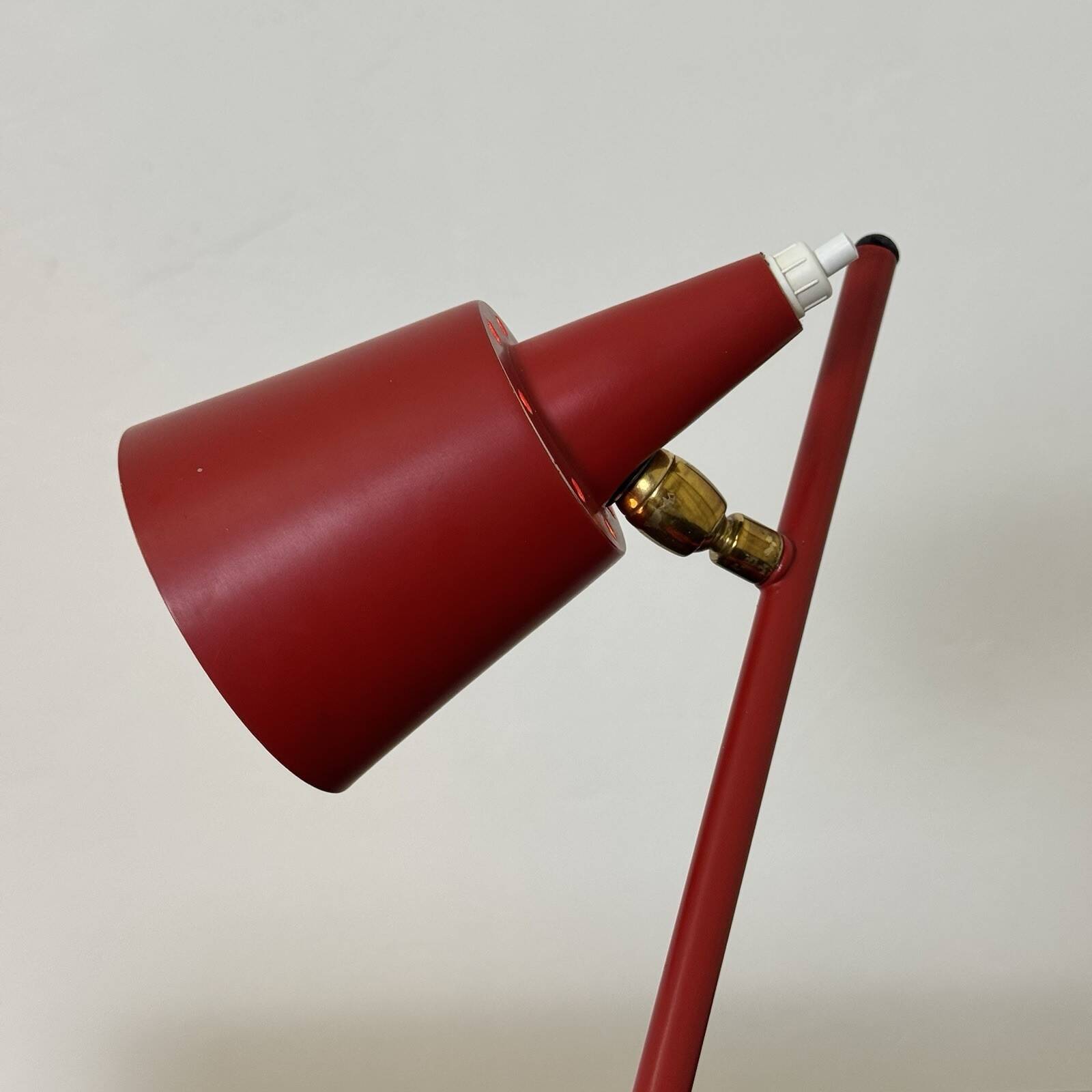 Stilux Milano Table Lamp 1950s Red Double Jointed Conical Shade