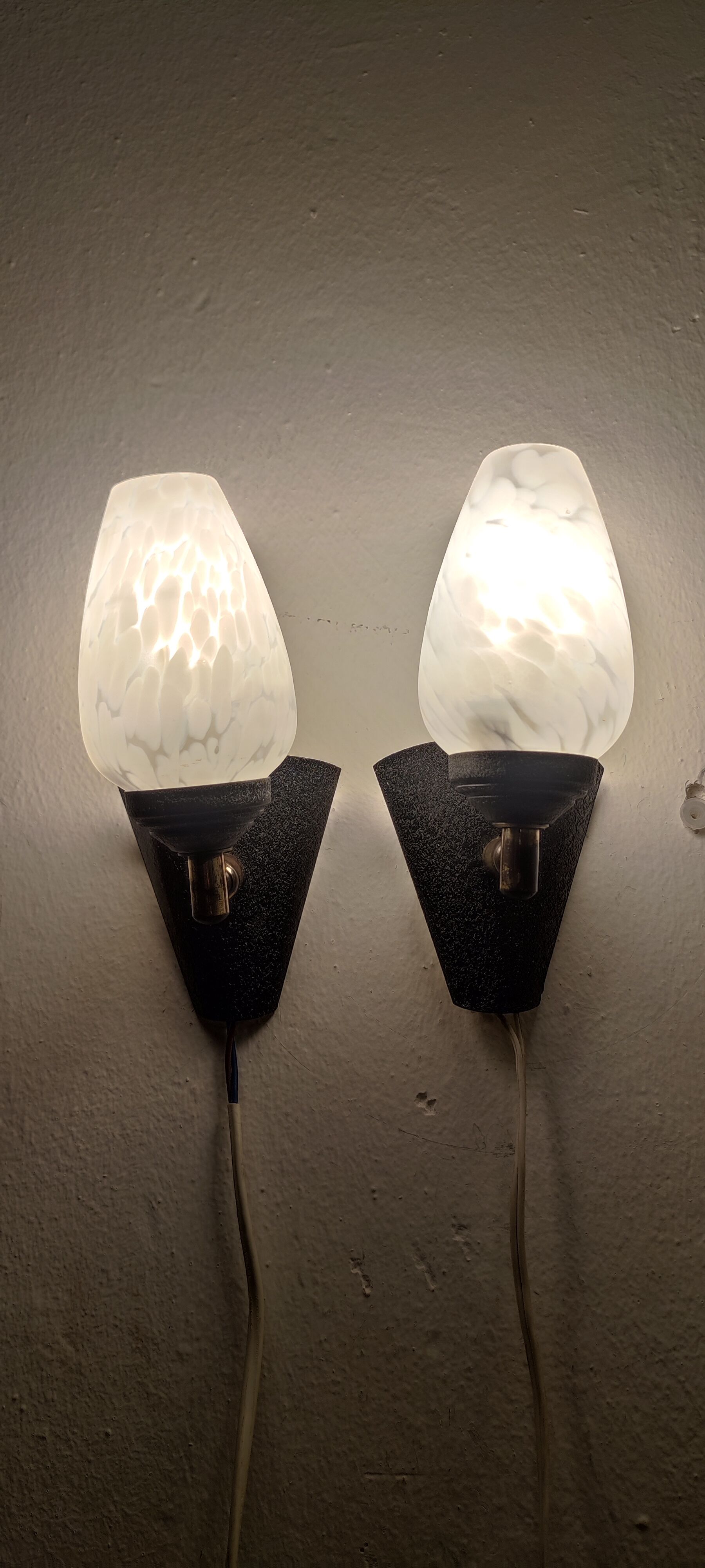 Metal and glass sconces. Spain, 1970s.