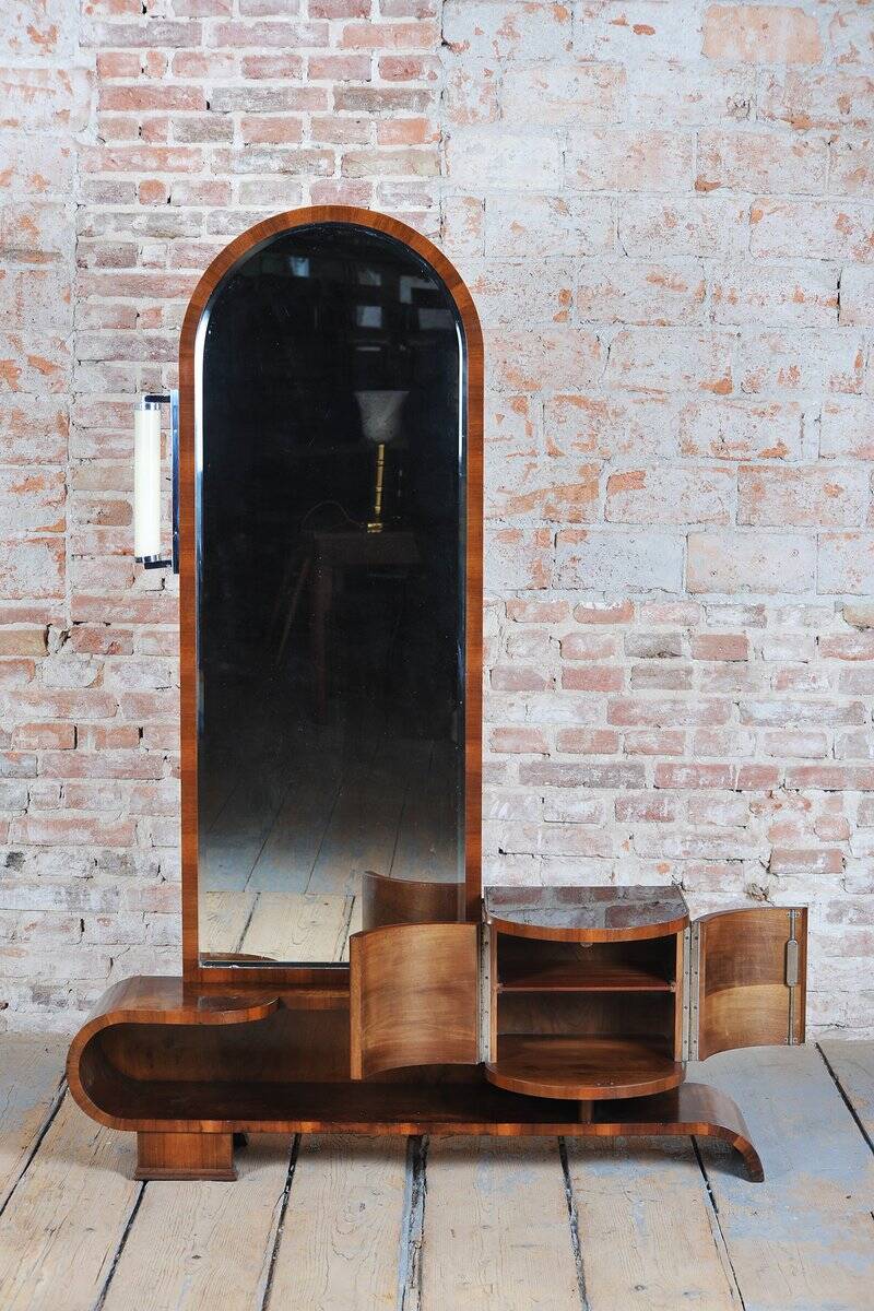 Czech Art Deco Dressing Mirror in Walnut, 1930s