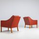 Borge Mogensen cognac leather lounge chairs Fredericia Stolefabrik Denmark 1963