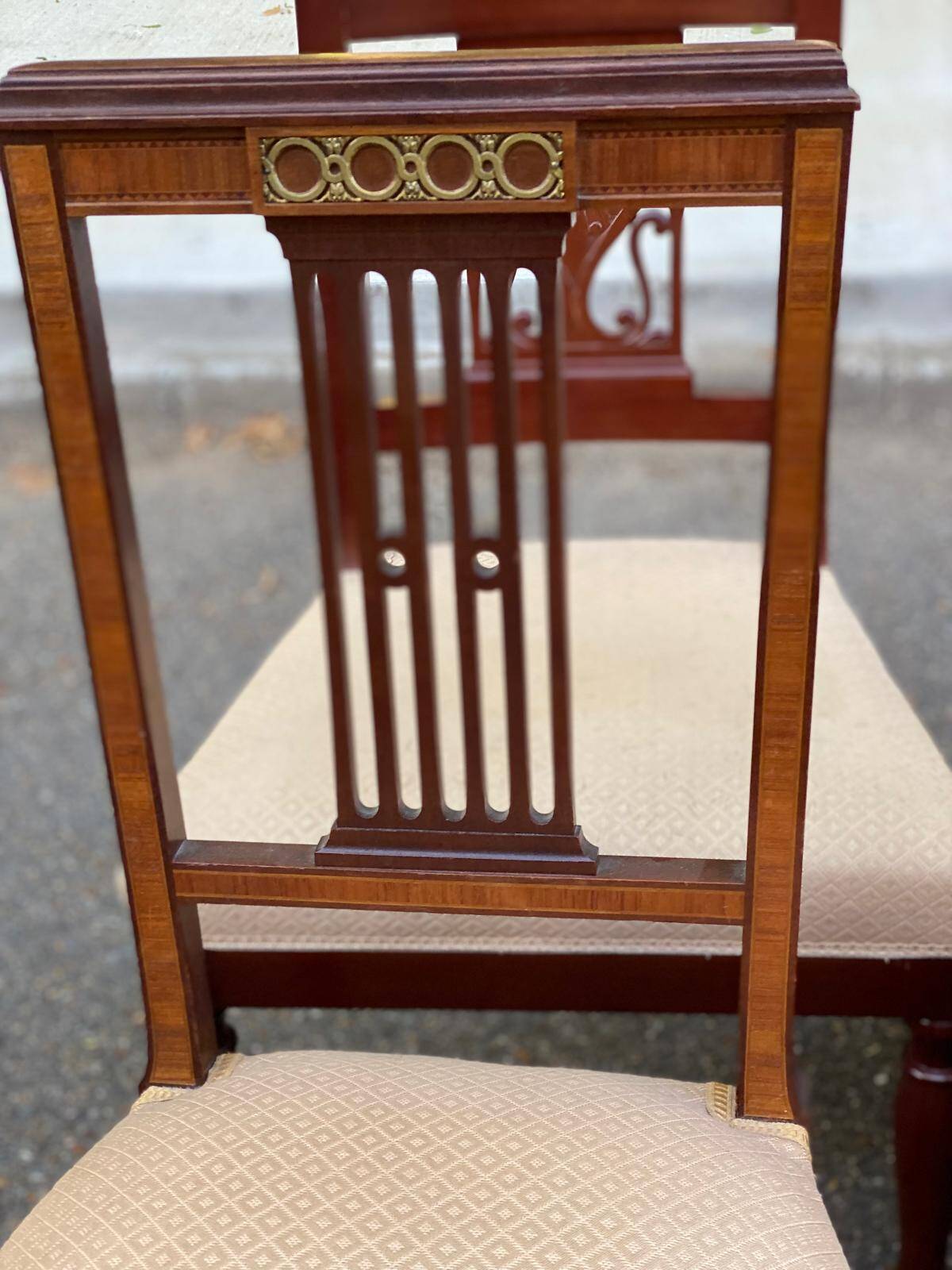 8 Louis XVI chairs in solid wood and beige fabric