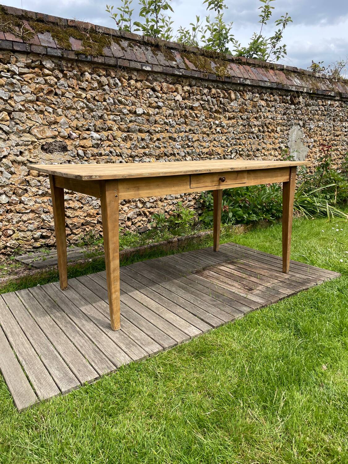 Old light wood farm table