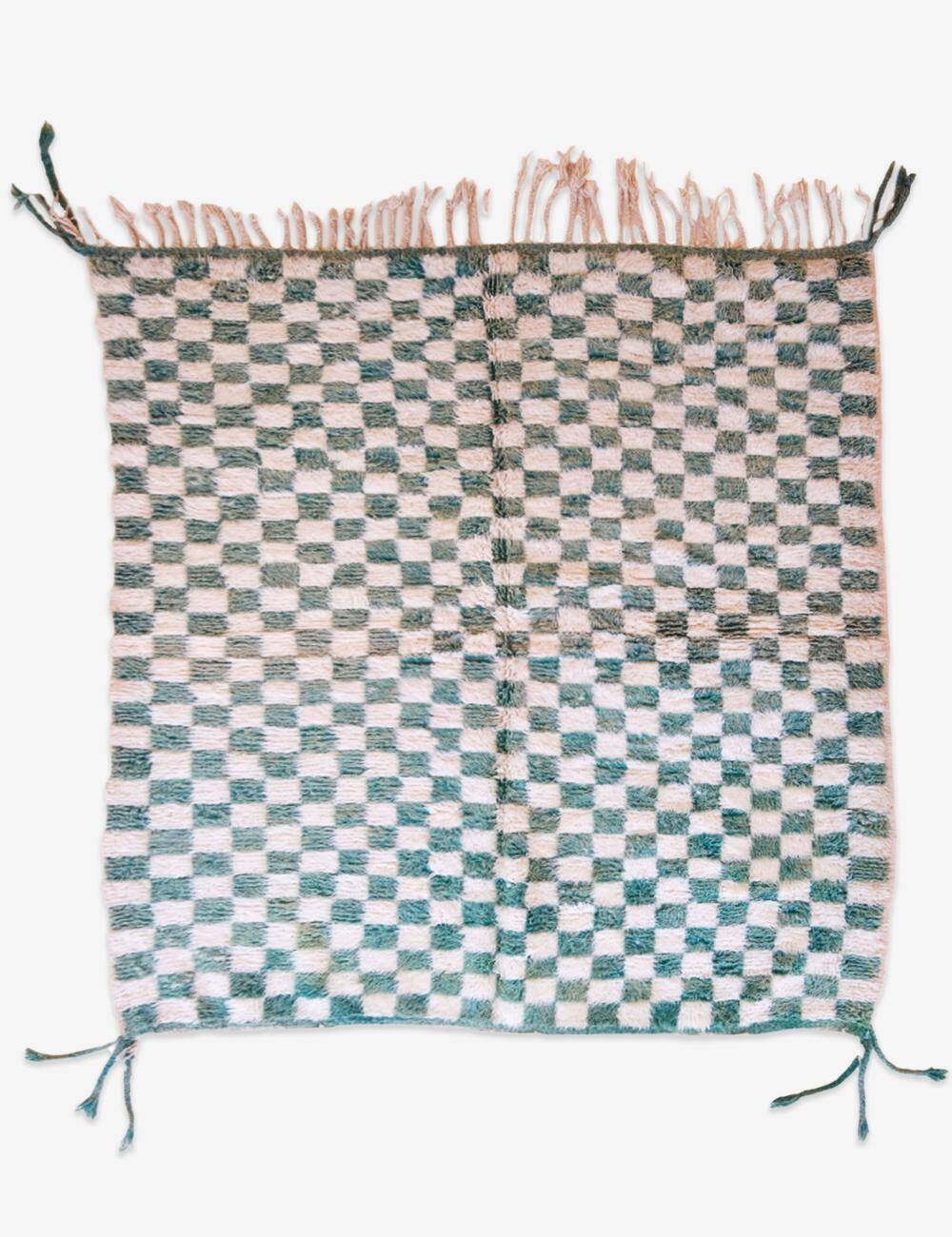 Green Checkered Carpet - 212 x 193 cm