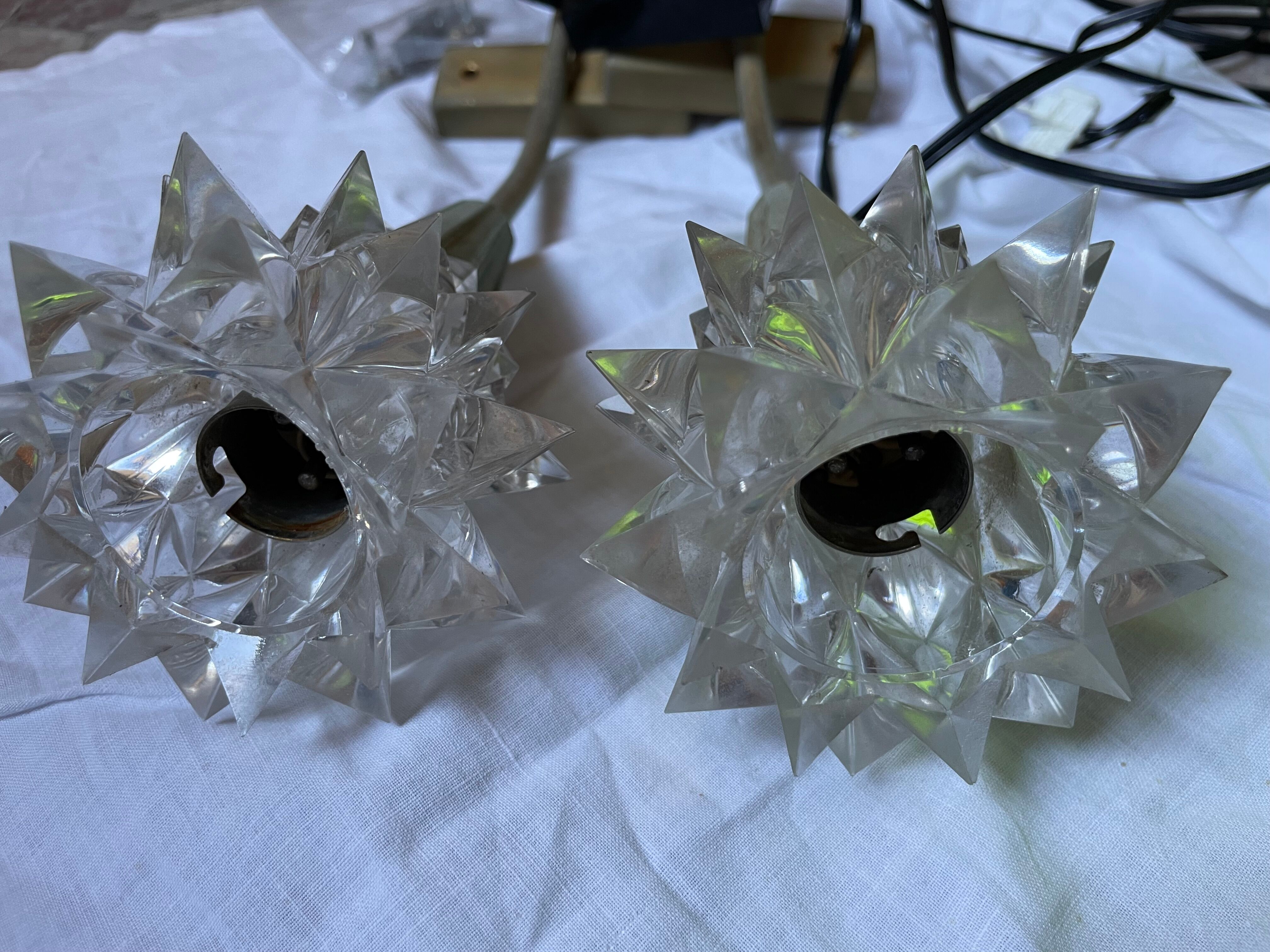 Set of 2 wall lamps type "glass" with switch on the cable via wall sockets