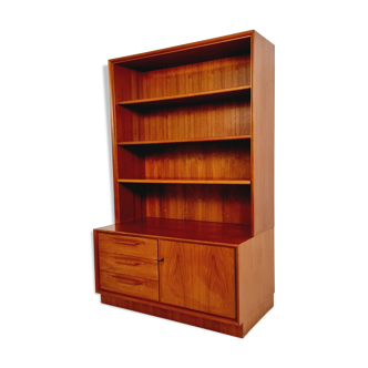 Scandinavian bookshelf with chest of cabinet teak veneer from the 60s by Strobeck  Danish design