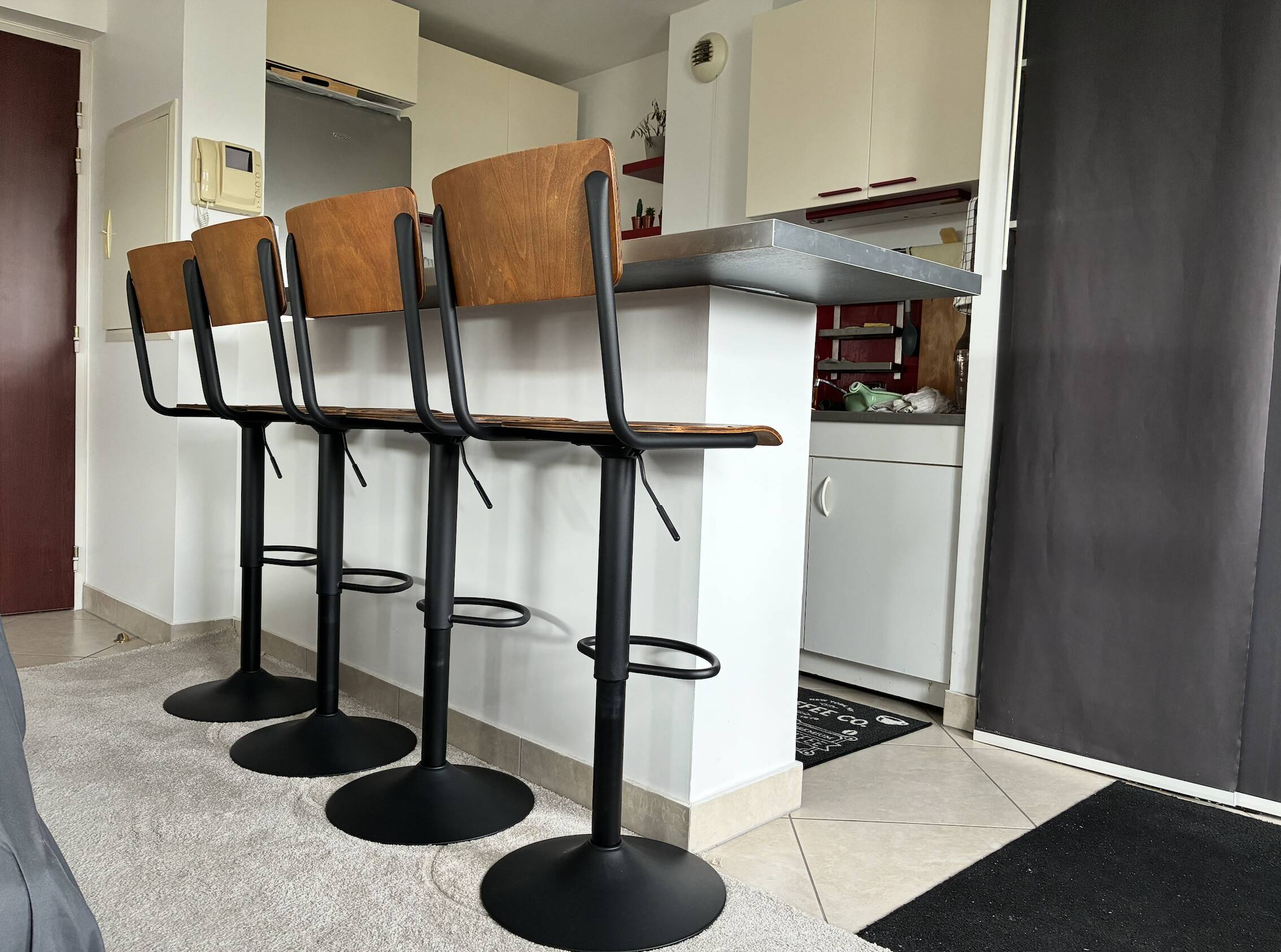 Lot de 2 chaises de bar réglables 60/80 cm en bois