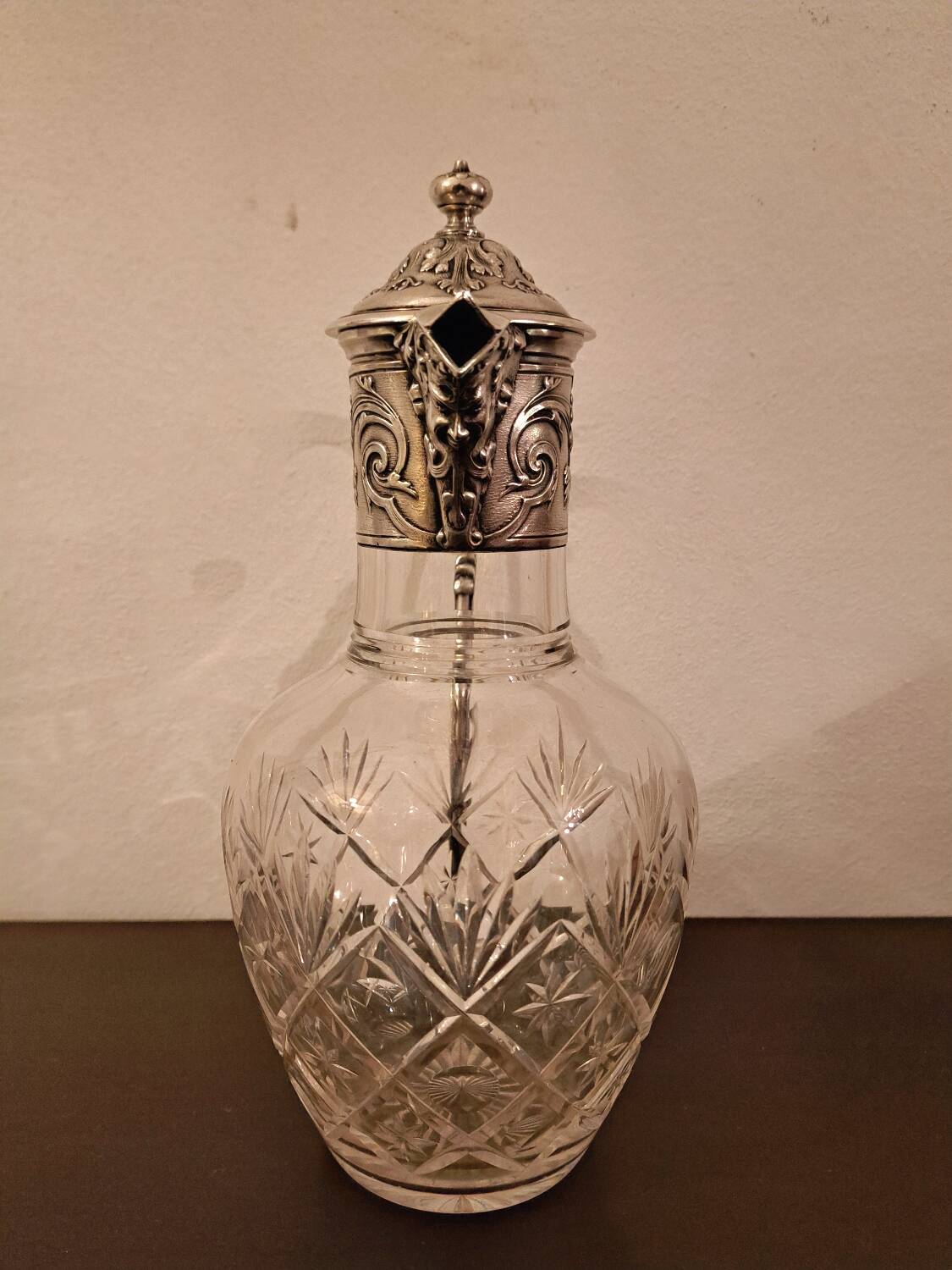 Gallia Christofle crystal and silver-plated metal jug