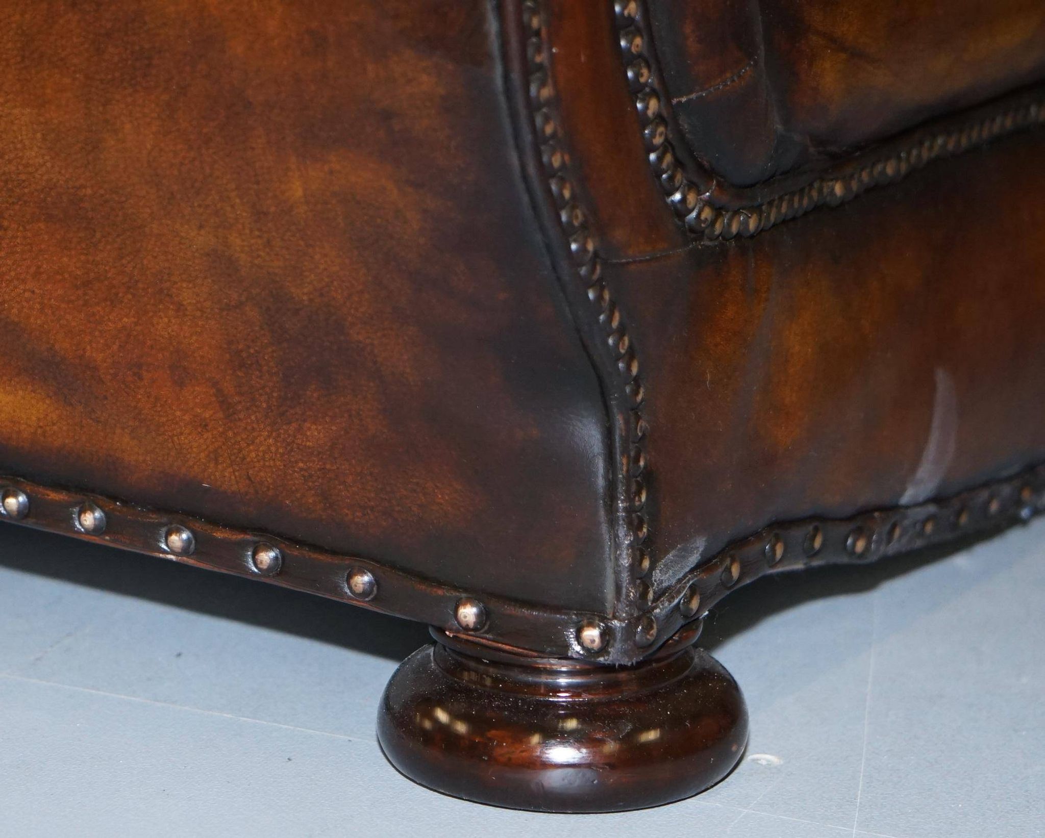 Restored vintage leather sofa from a gentleman's Victorian club.