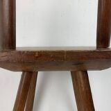 Chaise d'appoint brutaliste artisanale antique fabriquée à la main, style ferme néerlandais