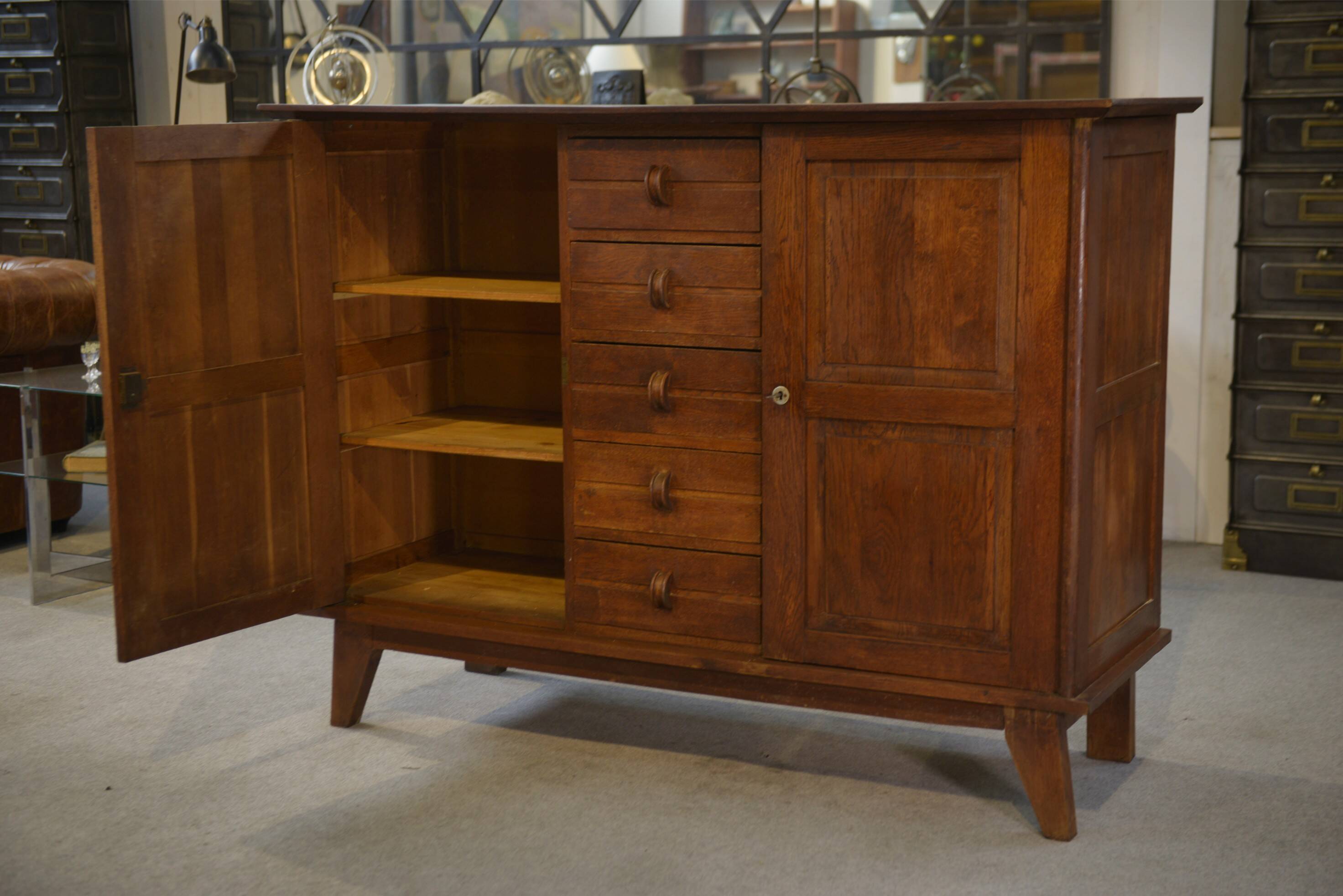 Oak buffet reconstruction by René Gabriel 1940s