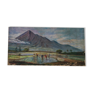 Tableau ancien peinture paysage
