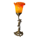 petite lampe bronze avec tres  belle tulipe pate de verre 40x14 electricité  ok