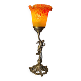 small bronze lamp with very beautiful glass paste tulip 40x14 electricity ok