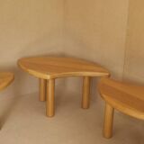 Tables basses pétales modulables en chêne massif vintage circa 1980