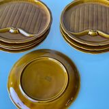 Set of 8 flat asparagus plates in Gien porcelain