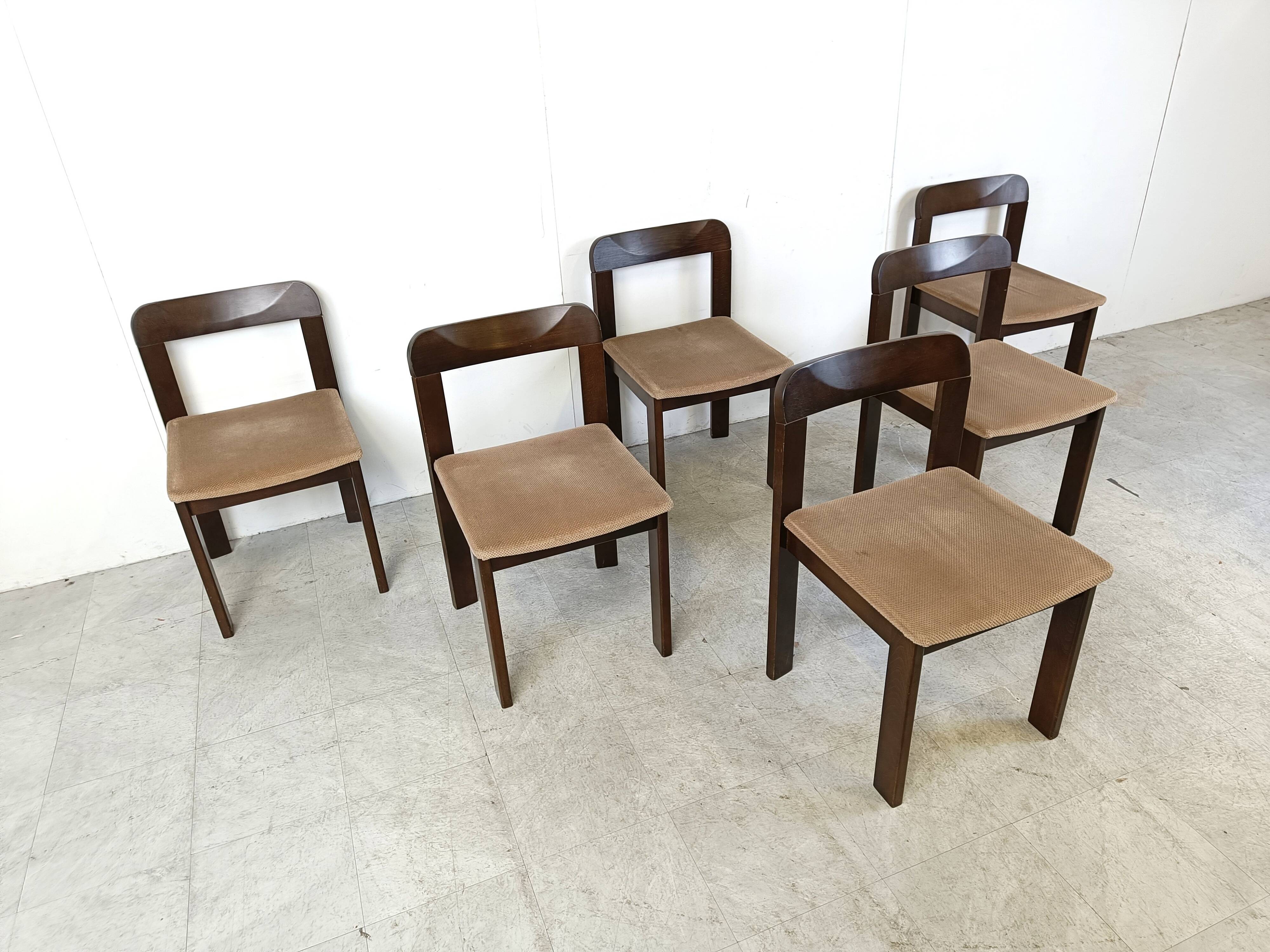 Vintage brutalist dining chairs, set of 6 - 1970s