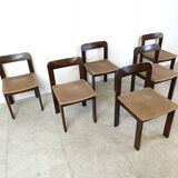 Vintage brutalist dining chairs, set of 6 - 1970s