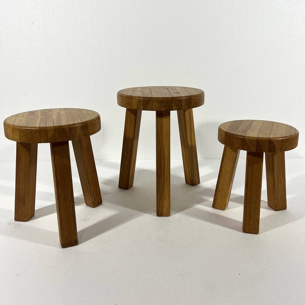 Brutalist blond oak side tables 1980’s