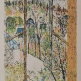 Guy BARDONE: Window open to the garden, signed original lithograph.