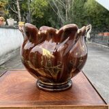 Flamed ceramic planter – in the style of Massier