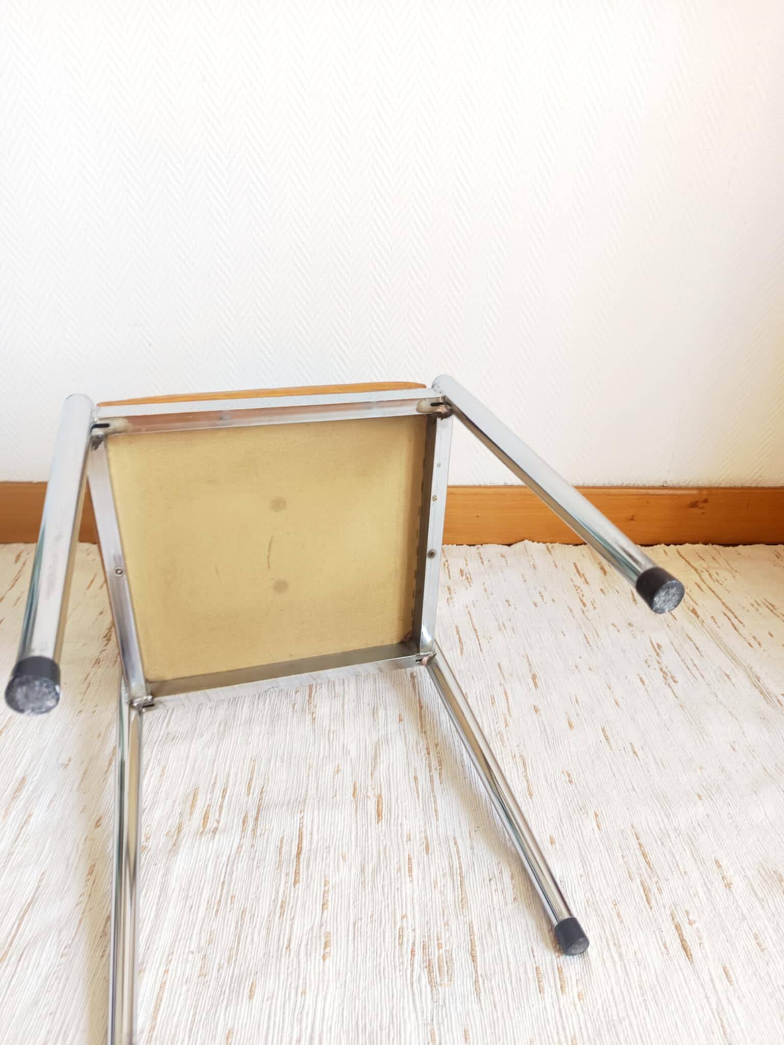 Pair of vintage leatherette and chrome chairs from the 1970s