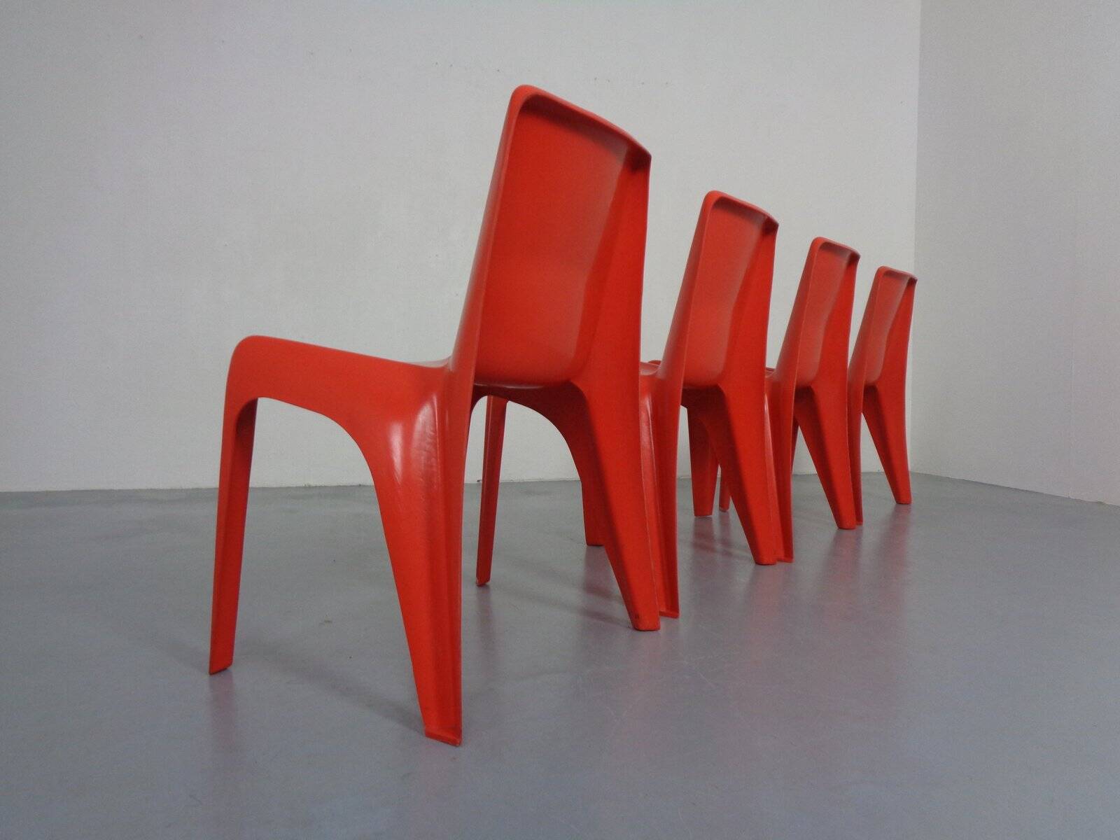 B1171 Fiberglass Stacking Chairs by Helmut Bätzner for Bofinger, 1960s, Set of 4