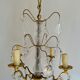 Chandelier set & 4 wall lights with pendants, Louis XV style, gilded metal