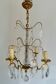 Chandelier set & 4 wall lights with pendants, Louis XV style, gilded metal