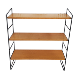 String shelf from the 60s in oak and metal