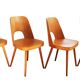 Ensemble de quatre chaises de salle à manger du milieu du siècle n° 515 par Oswald Haerdtl pour la société TON