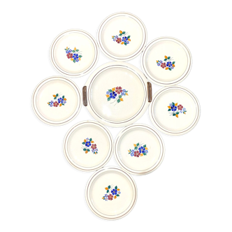 Dessert service or cheese St Amandinoise Floral motif - FCSV11