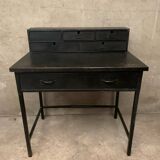 Matte black industrial secretary desk