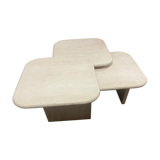 Modular pull-out coffee tables in travertine
