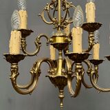 Rococo chandelier, solid gilded bronze