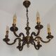 French Mid Century Brass & Copper 6 Light Traditional Style Chandelier 5571