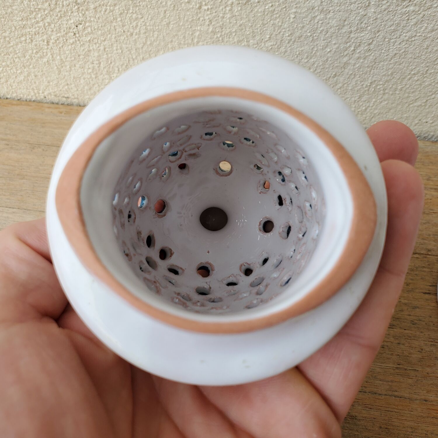 Moustiers earthenware potpourri vase