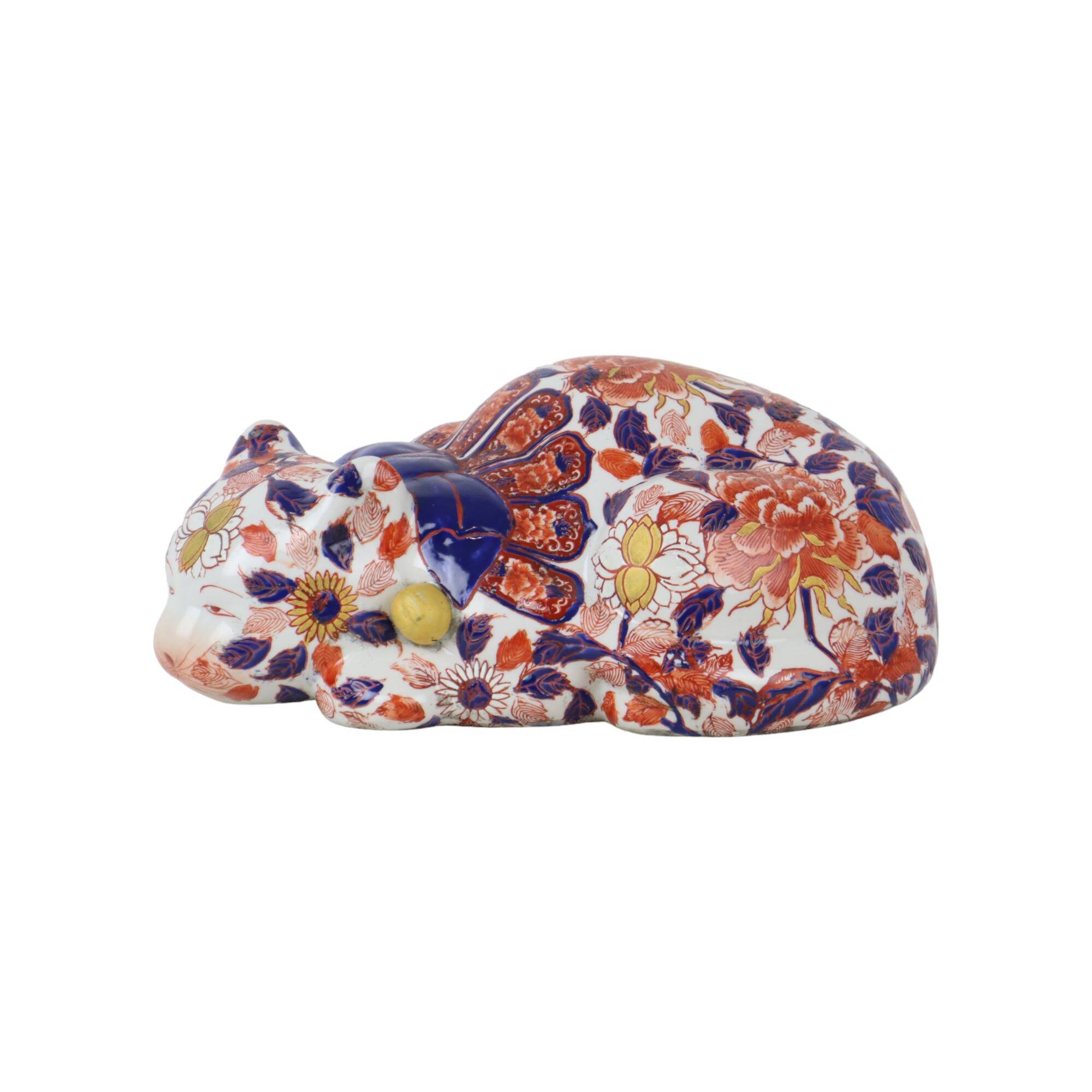 Large imari cat cat statue sculpture enamel japan early 20th century
