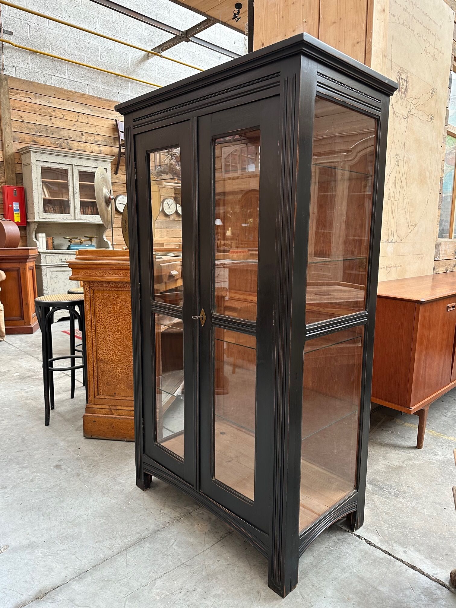 Patinated showcase early twentieth century