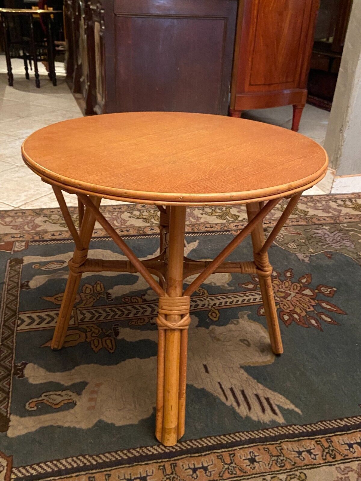 Circular rattan coffee table 1970-1980
